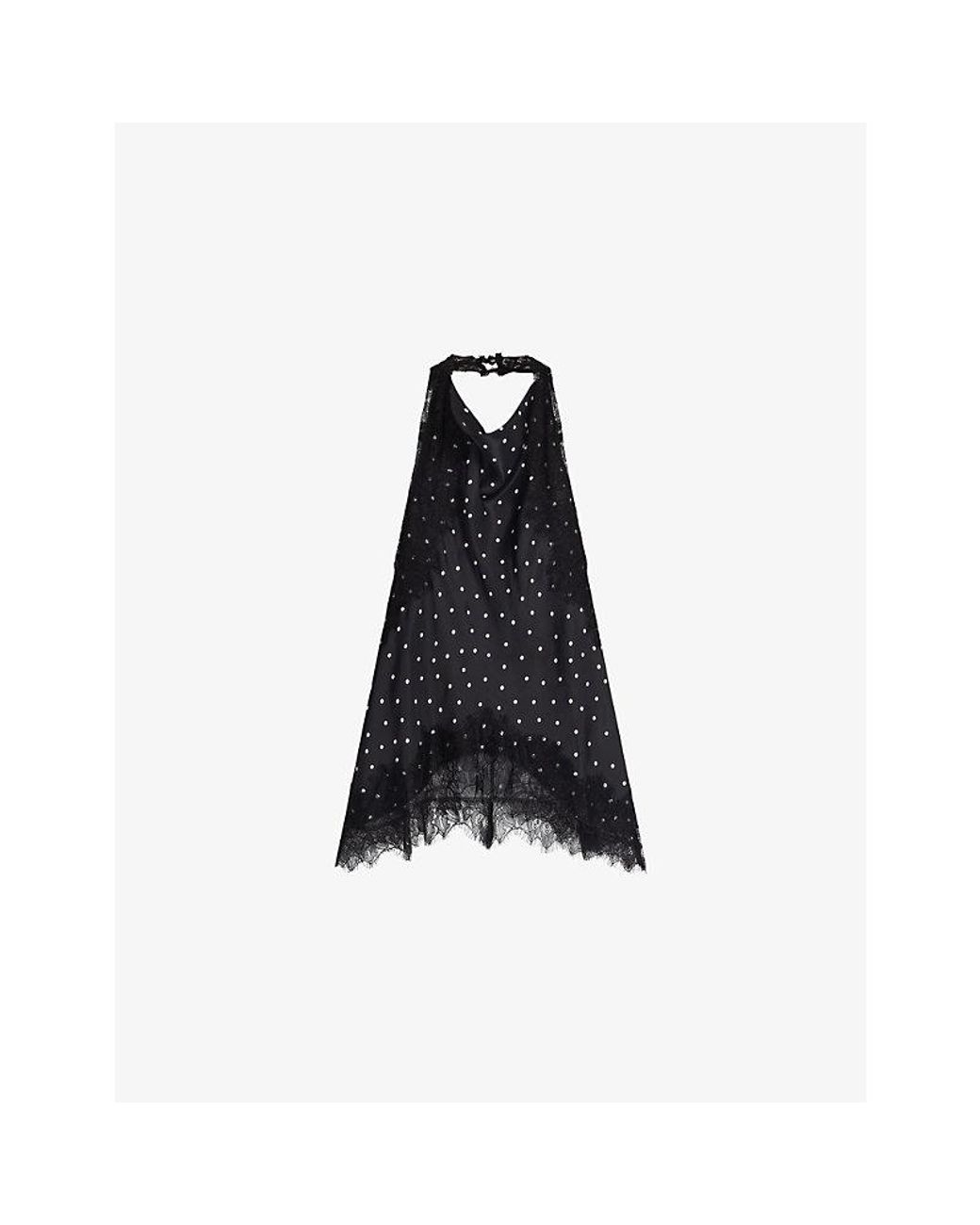 OMNES Blue Jayne Polka-Dot Satin Top