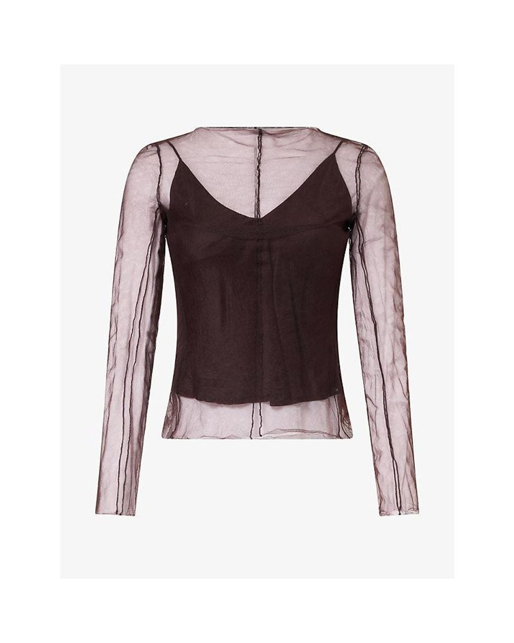 Marc Le Bihan Brown Double-Layered Semi-Sheer Silk Top