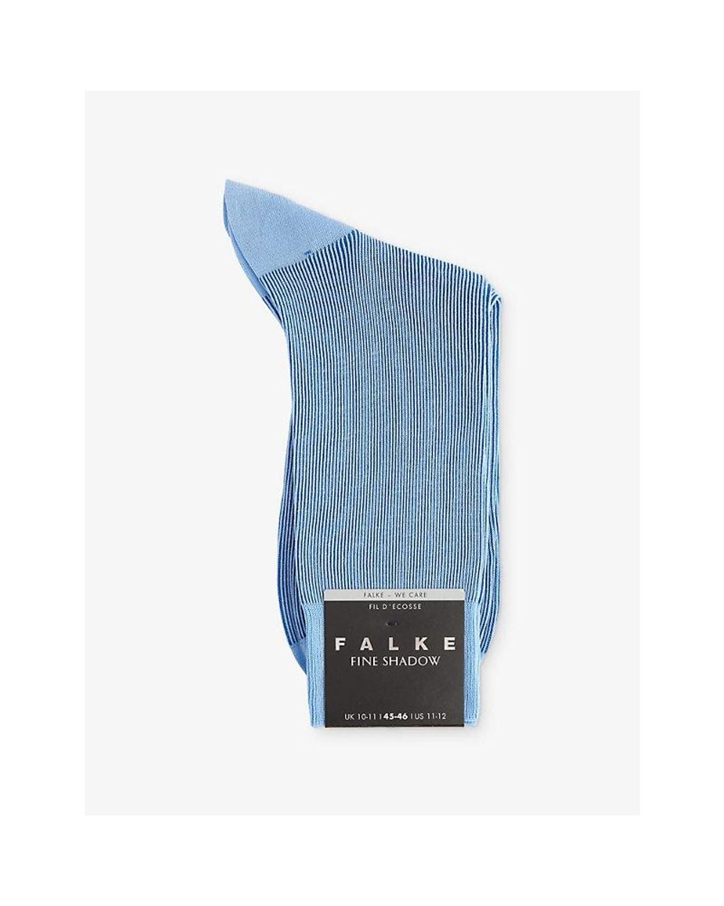 Falke Blue Fine Shadow Cotton-Blend Socks for men