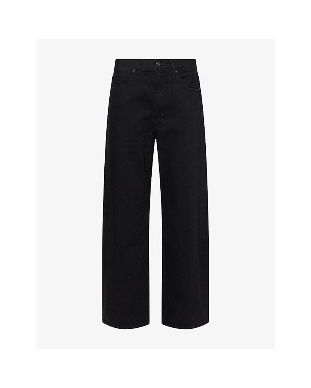 FRAME Black The Bow Wide-Leg High-Rise Denim Jeans
