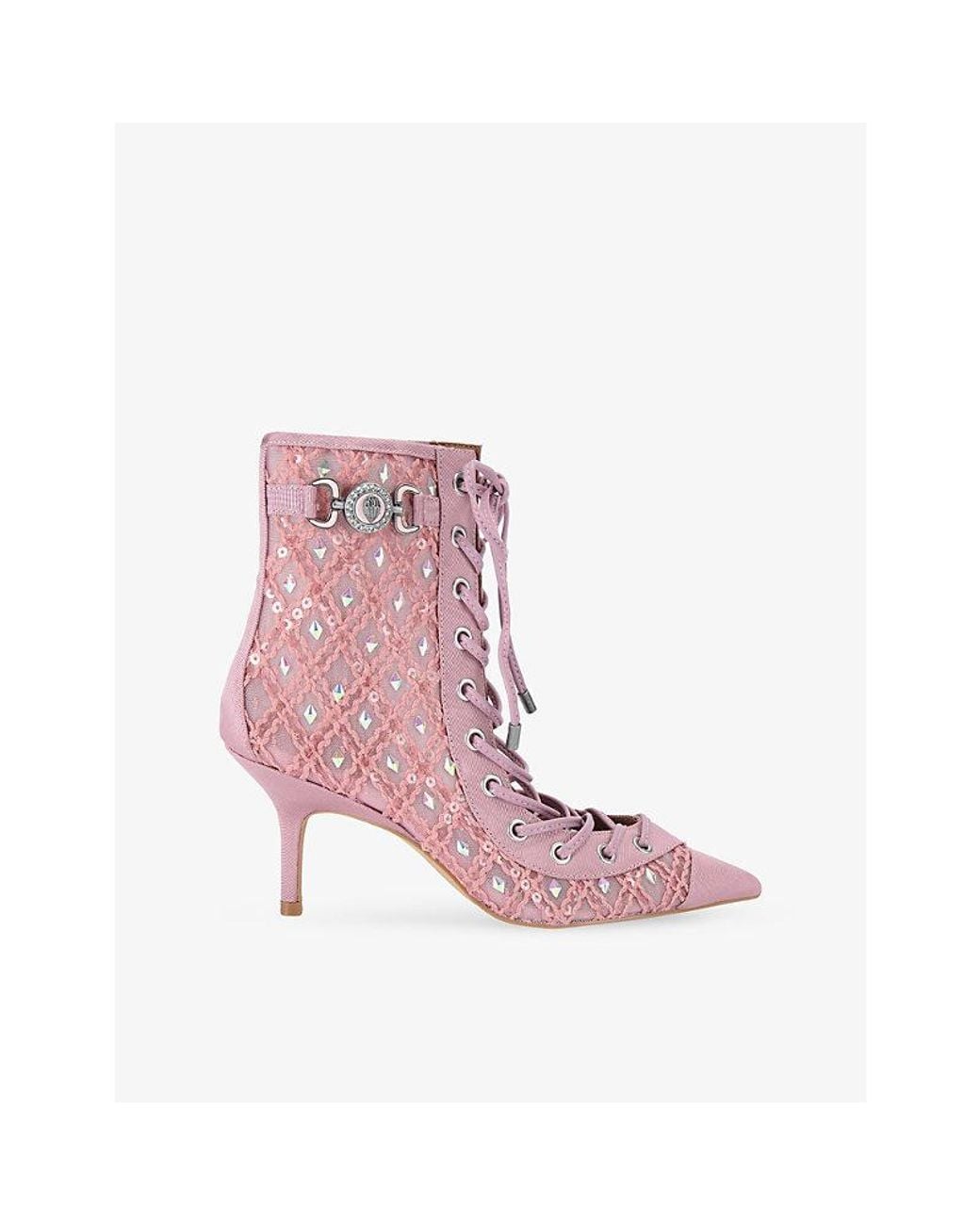 Kurt Geiger Pink Mansion Corset Mesh Ankle Boots