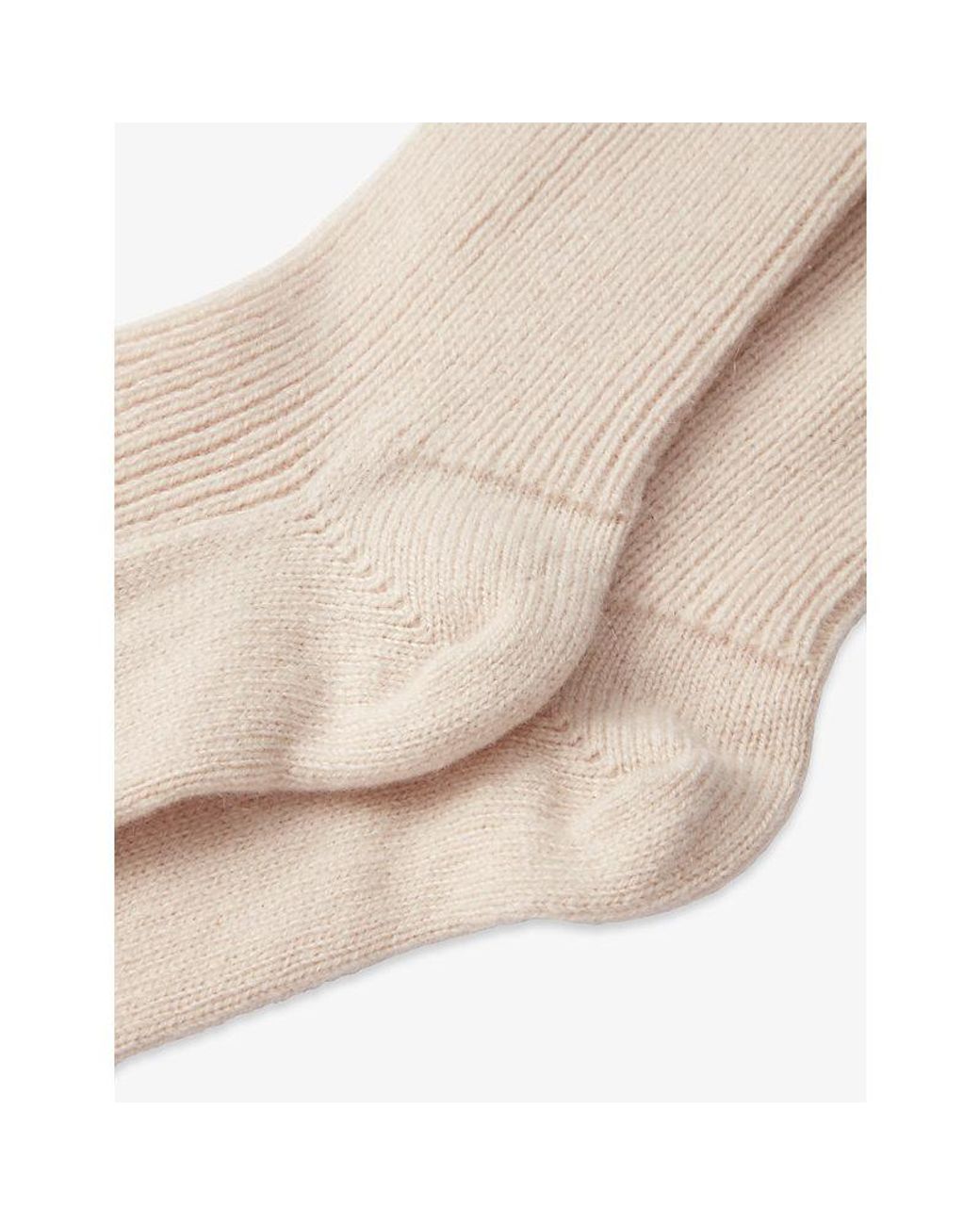 The White Company White Ribbed Mid-Calf Cashmere Bed Socks