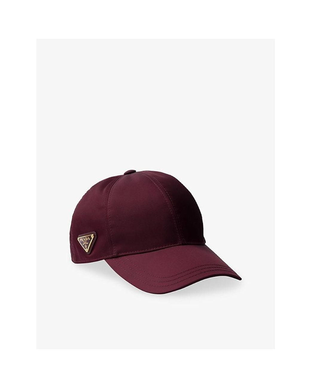 Prada Red Logo-Plaque Nylon Baseball Cap