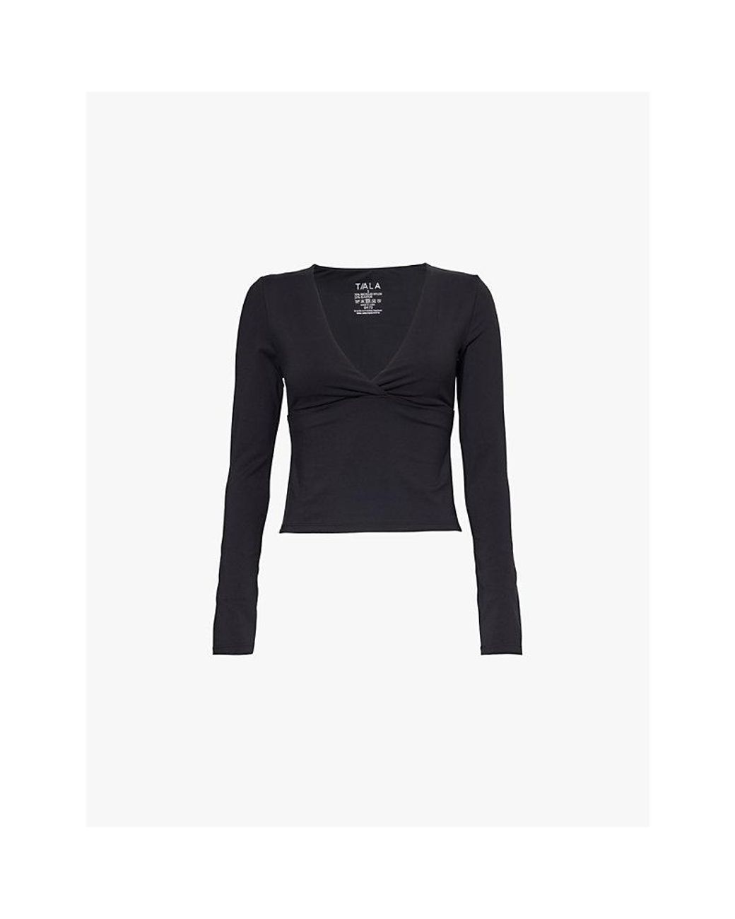 WE Are Tala Black Dayflex Sport V-Neck Long-Sleeve Stretch-Nylon Top
