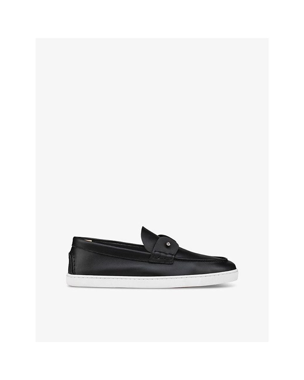 Christian Louboutin Black Chambeliboat Leather Boat Shoes for men
