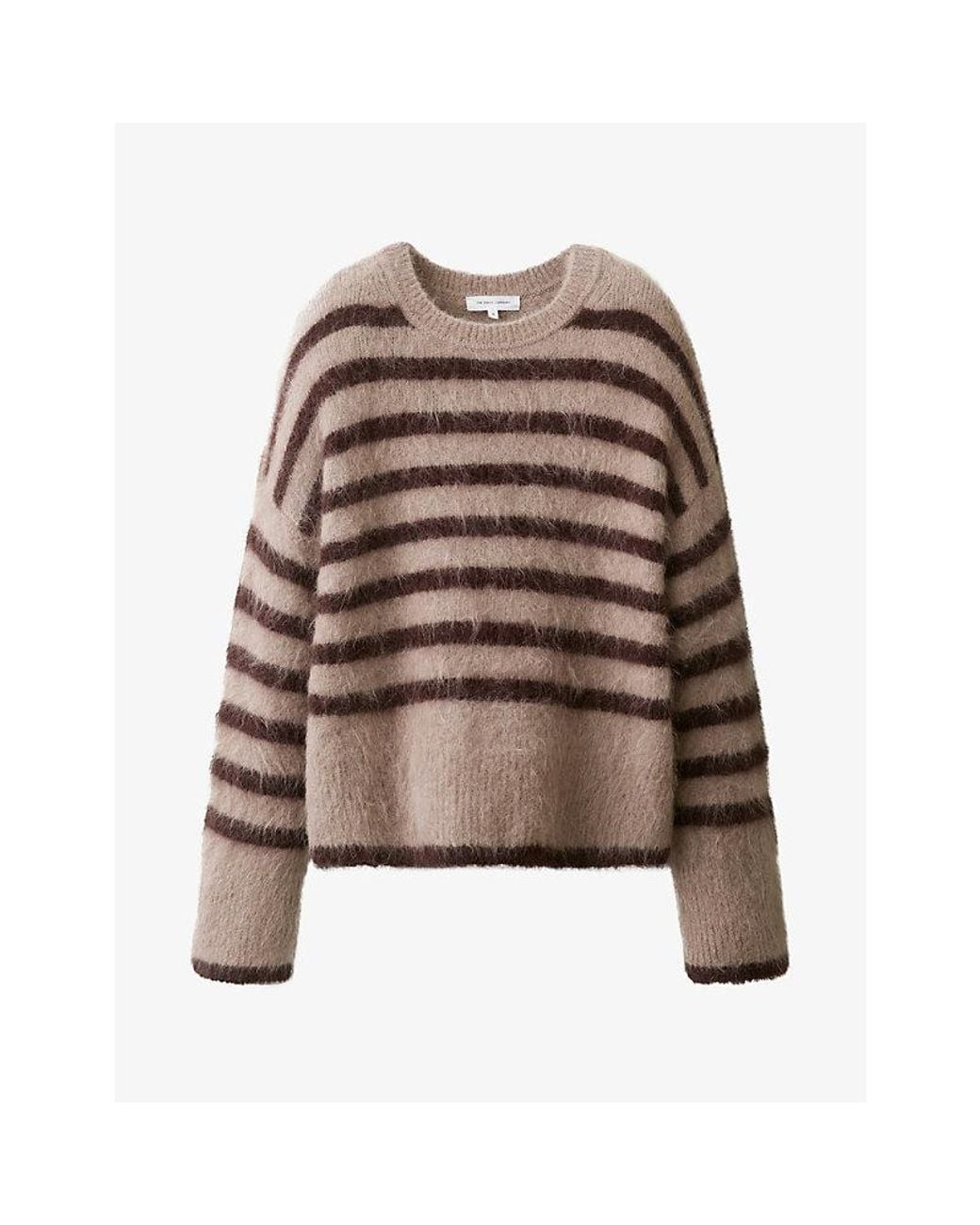 The White Company Brown Striped Relaxed-Fit Wool-Blend Jumper