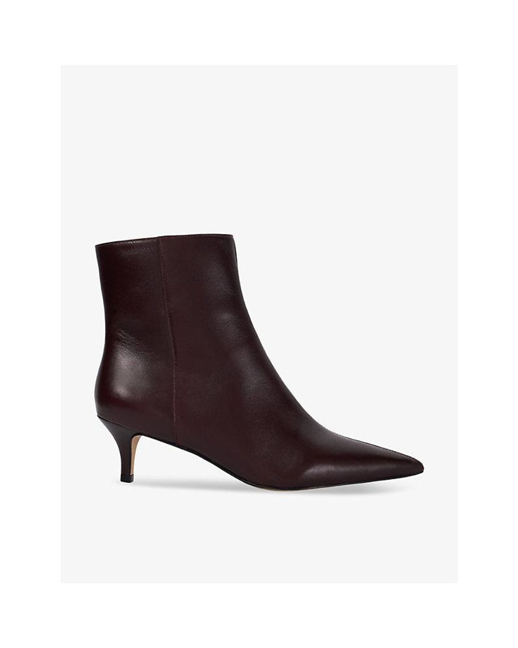 Dune Dark Leather Offer Kitten Heel Leather Ankle Boots in Brown Lyst Canada