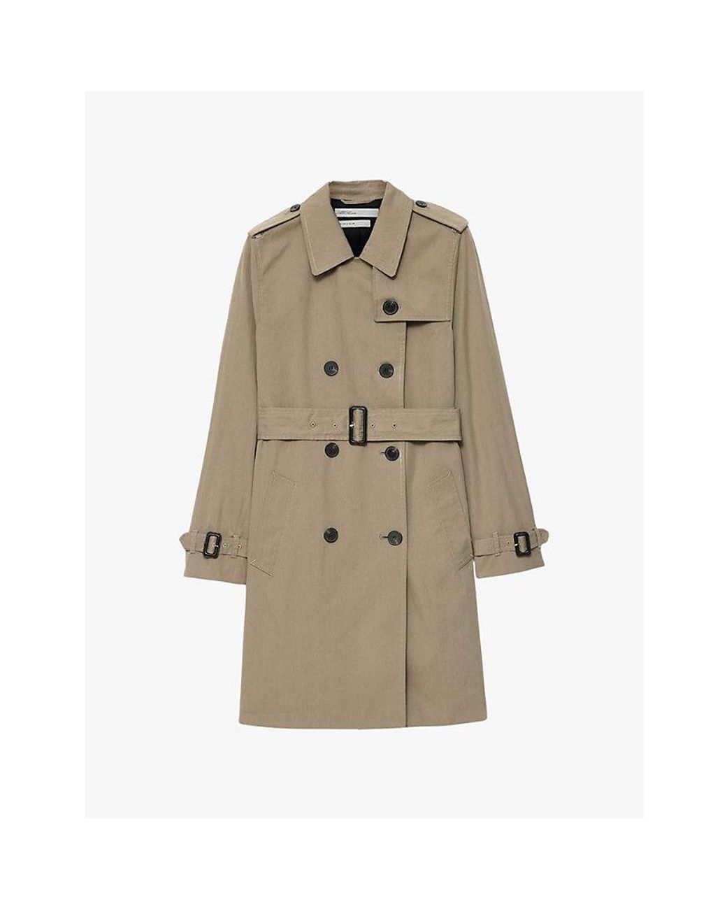 AllSaints Natural Leonard Double-Breasted Cotton-Blend Trench Coat
