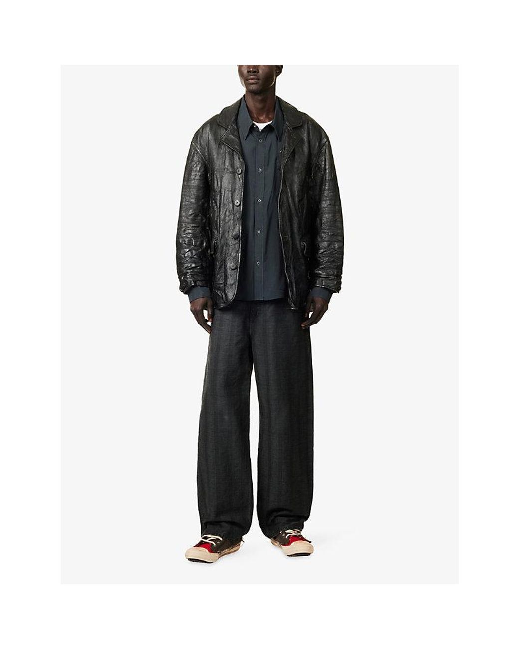 Visvim Hudson Longline Leather Coat in Black for Men | Lyst