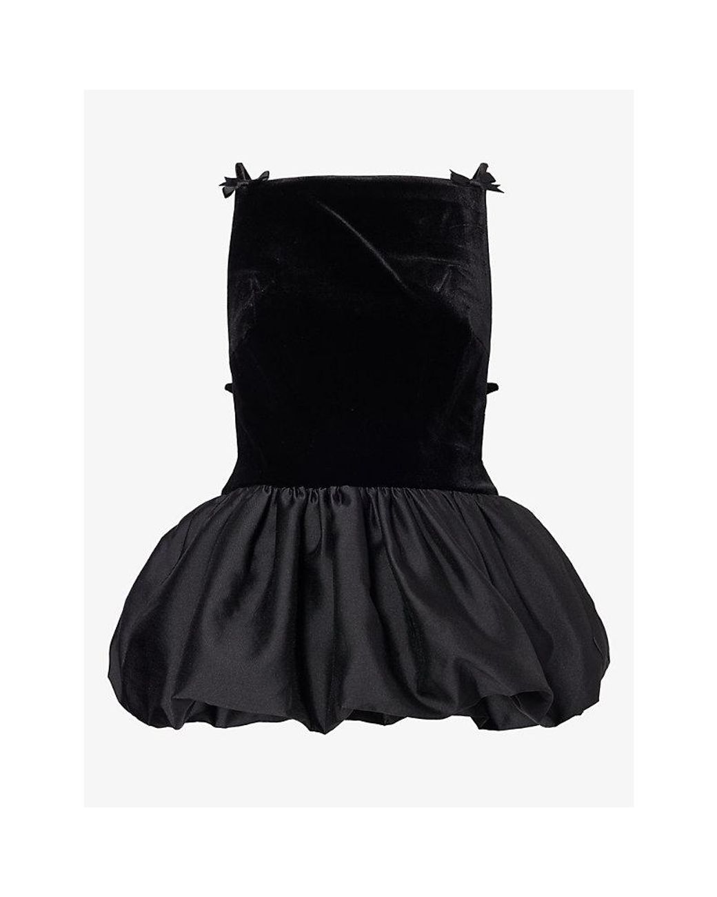 Self-Portrait Black Bow Square-Neck Velvet Top