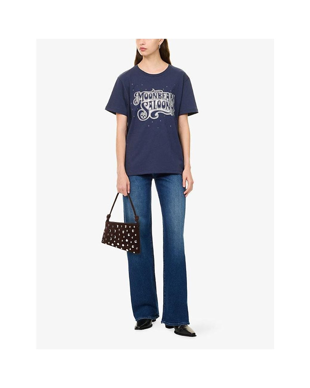 Mother Blue The Dodger Sneak Embroidered Denim Jeans