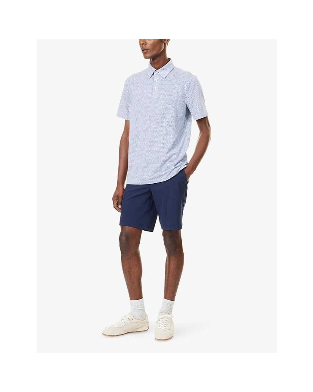 G/FORE Blue Mosaic All Play Stretch-Cotton Polo Shirt for men