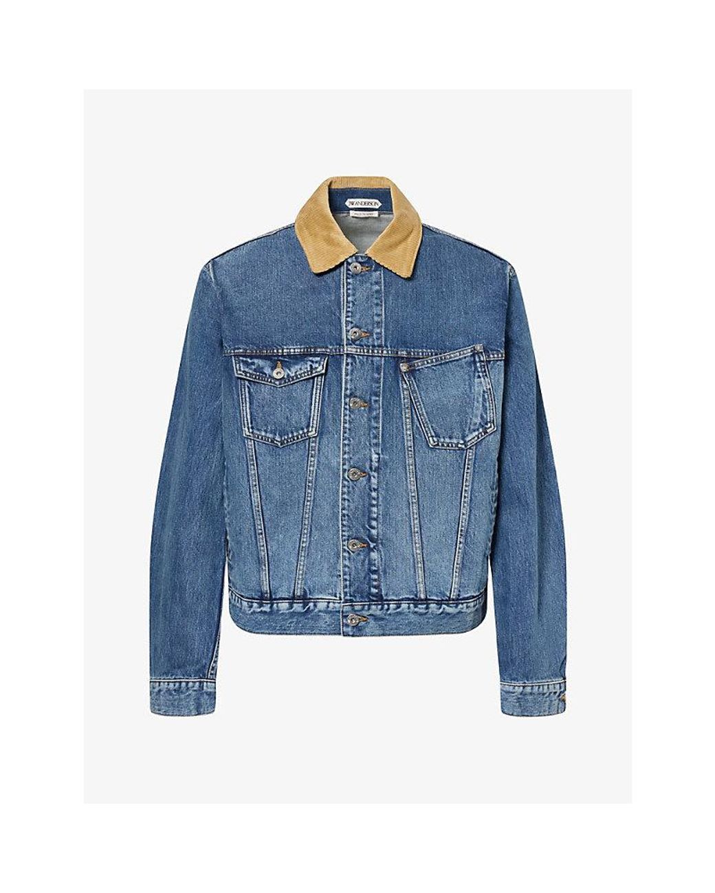 J.W. Anderson Blue Corduroy-Collar Boxy-Fit Denim Jacket for men