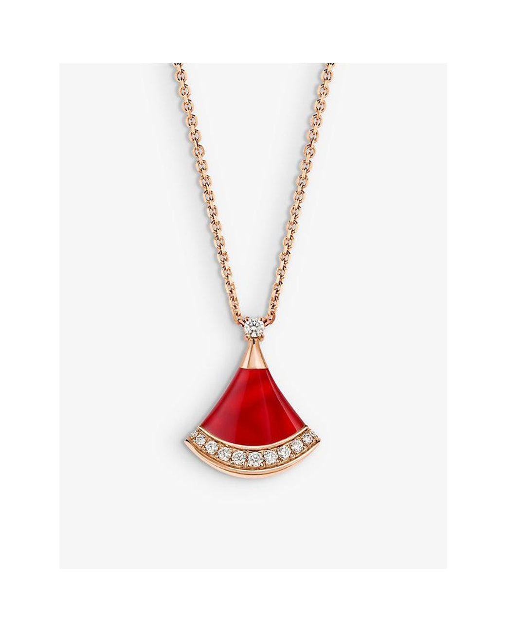 BVLGARI White Divas' Dream 18Ct Rose- 0.13Ct Brilliant-Cut Diamond And Carnelian Pendant Necklace