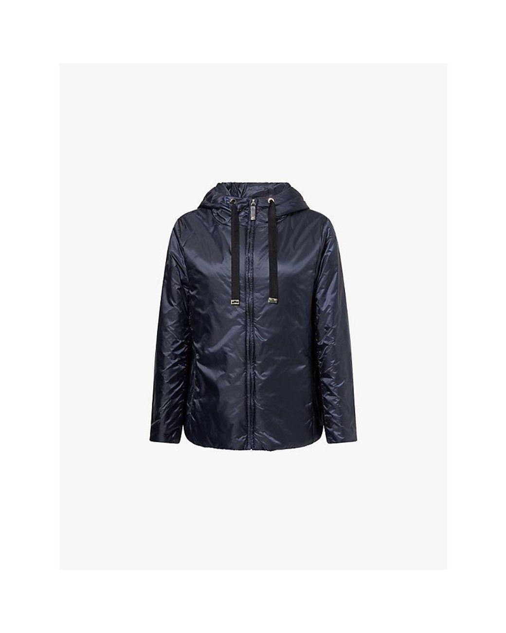 Max Mara Blue Hooded Water-Repellent Canvas Jacket
