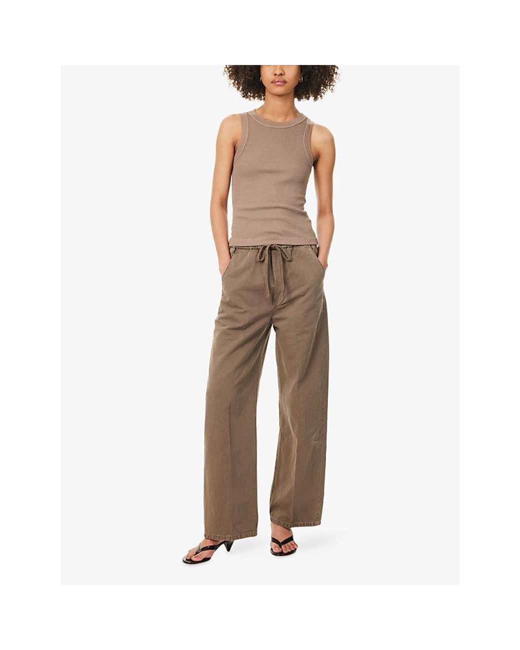 Citizens of Humanity Brown Aurora Drawstring Cotton-Blend Trousers