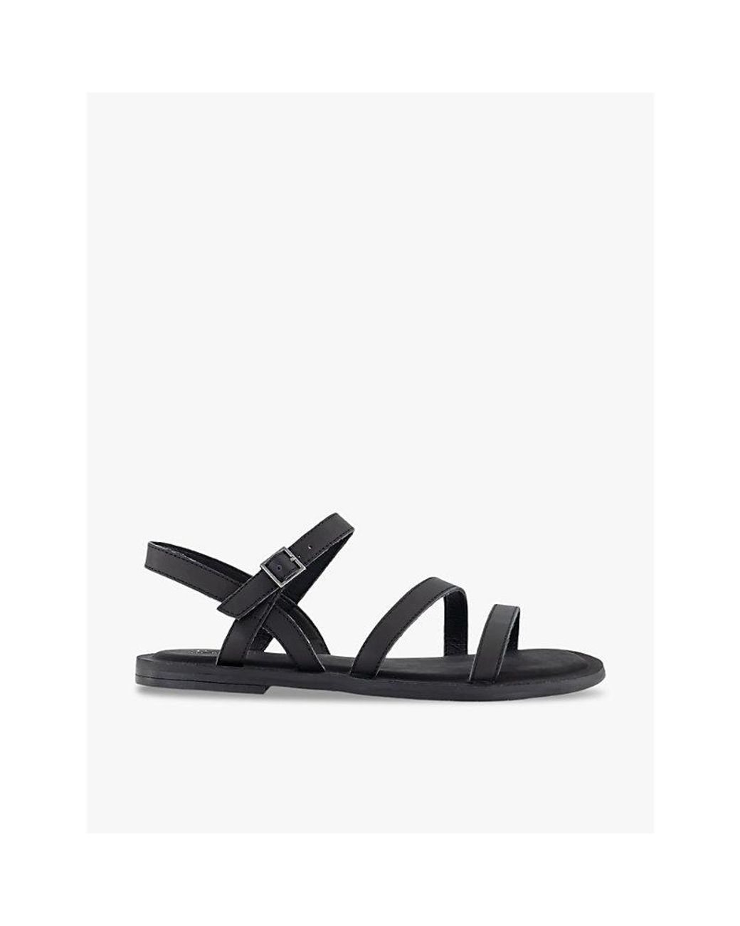 TOMS Black Kira Ankle-Strap Leather Sandals
