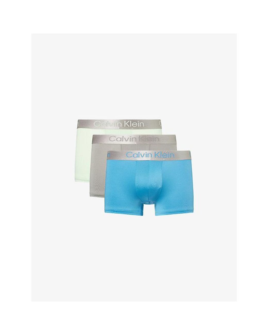 Calvin Klein Blue Micro-Stretch Pack Of Three Jersey Trunks for men