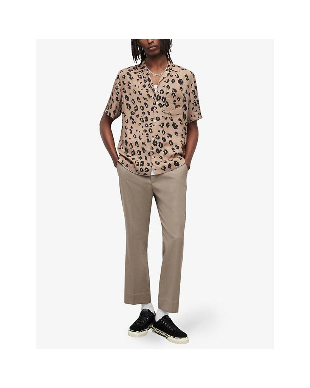 AllSaints Manado Leopard-print Woven Shirt in Natural for Men | Lyst