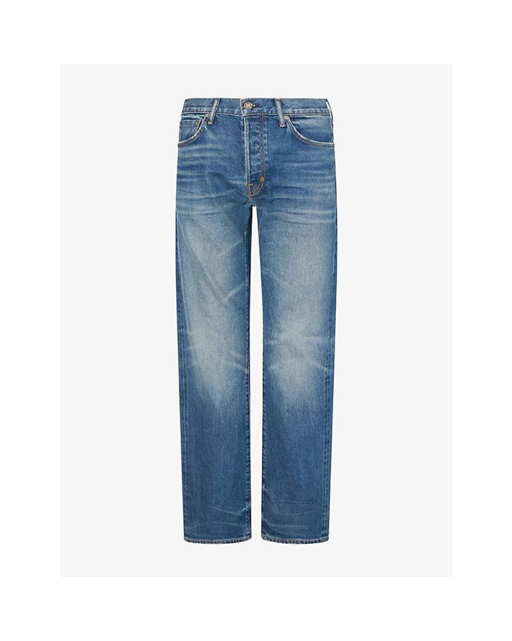 Tom Ford Blue Selvedge Straight-Leg Denim Jeans for men