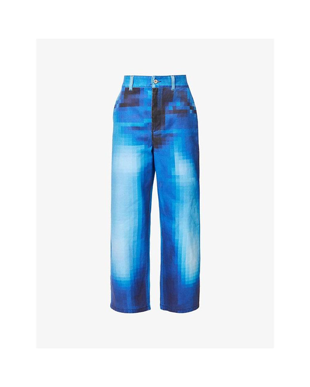 Loewe Pixel Wide-leg Mid-rise Jeans in Blue