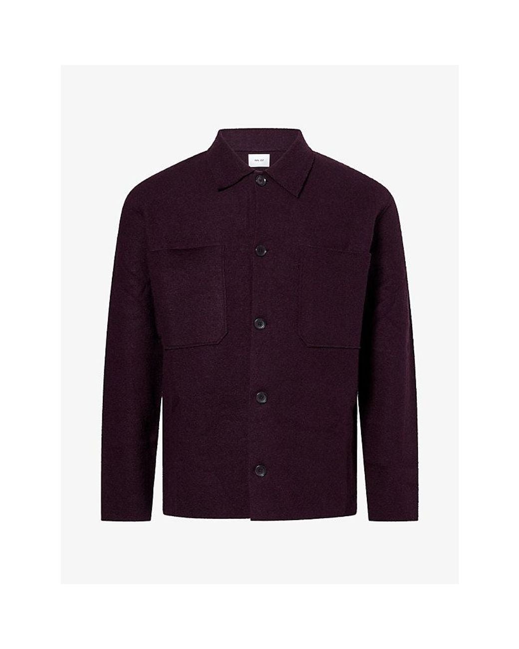 NN07 Purple Jonas Wool Shirt Jacket for men