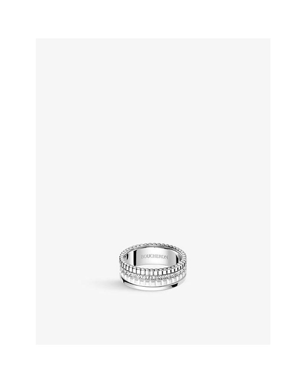 Boucheron White Quatre Double Edition Small 18Ct- Hyceram And 0.26Ct Round-Brilliant Cut Diamond Ring for men