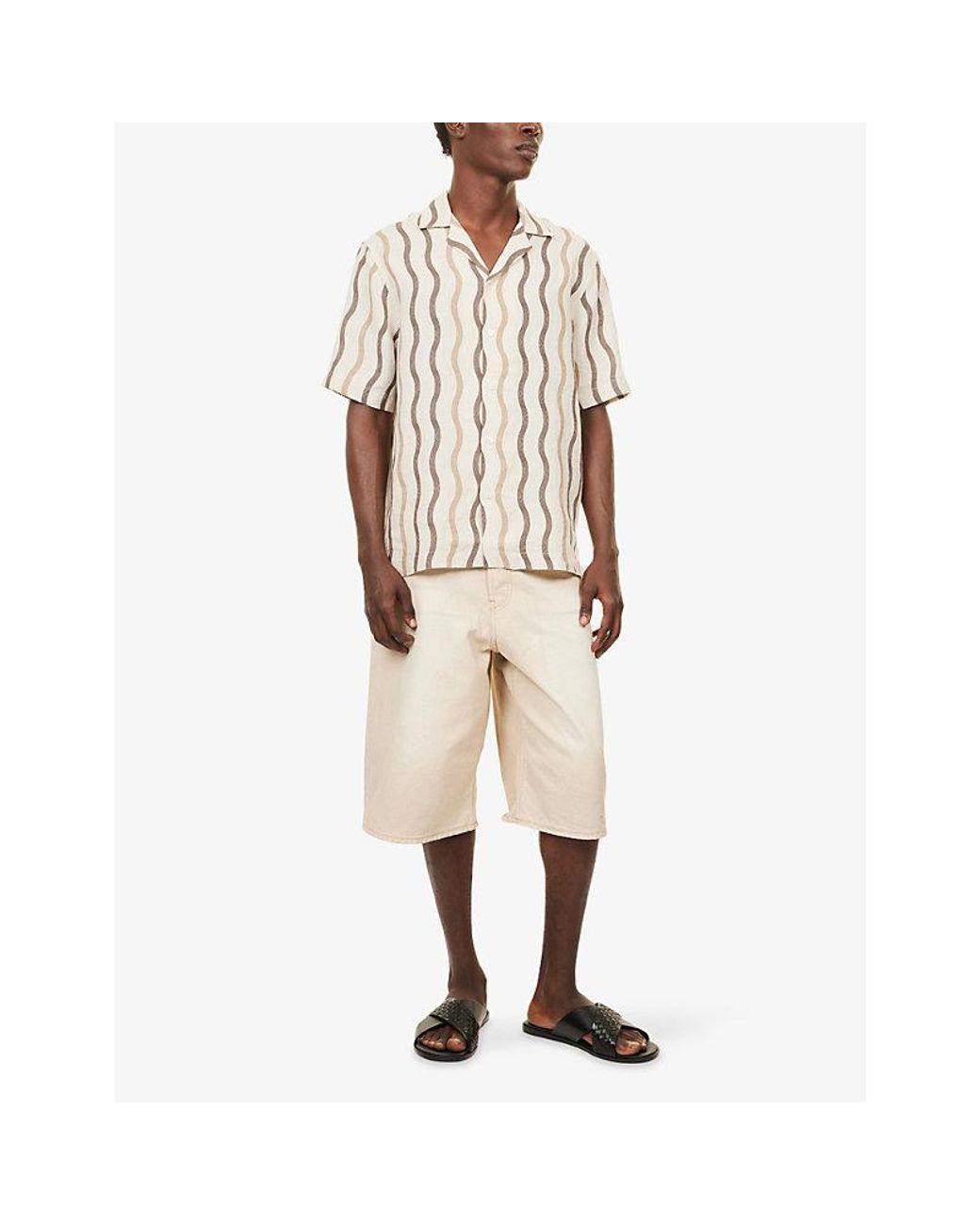 Frescobol Carioca Natural Roberto Striped Linen Shirt for men
