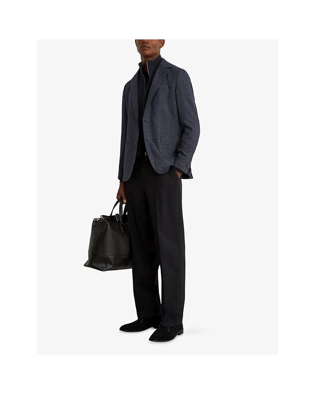 Reiss Blue Kyle Gilet-Insert Woven Blazer for men