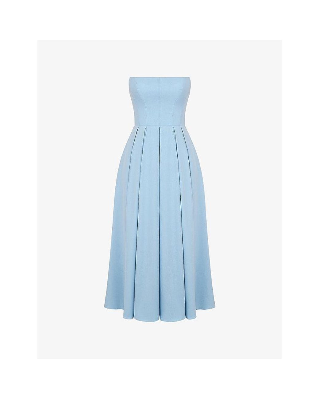 House Of Cb Blue Audrey Slim-Fit Strapless Cotton-Blend Midi Dress