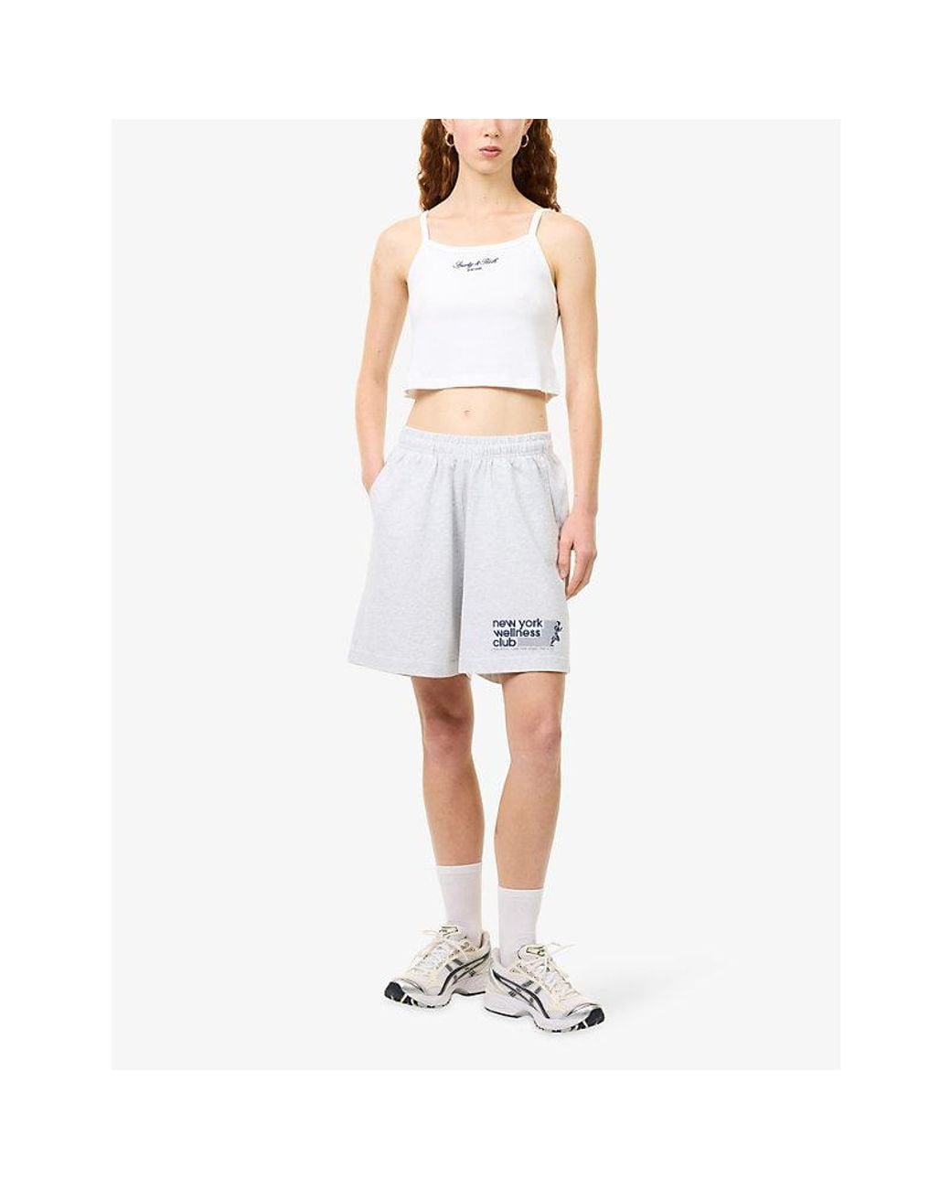 Sporty & Rich White Signature Ny Cropped Cotton Tank Top