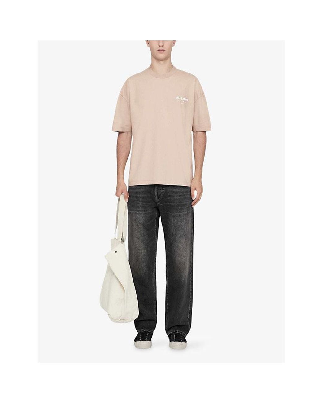 AllSaints Natural Underground Logo-Print Relaxed-Fit Cotton T-Shirt for men