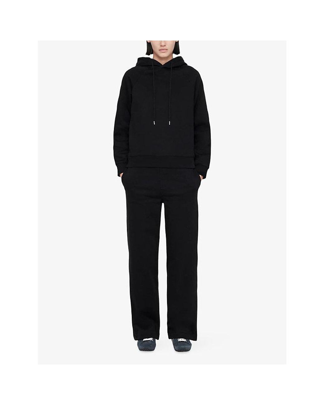 AllSaints Black Lily Raglan-Sleeve Cotton Hoody