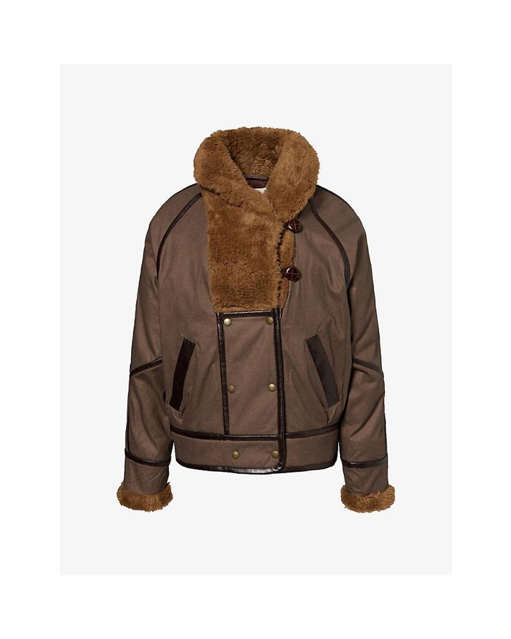 Isabel Marant Brown Olinka Faux-Fur Collar Padded Jacket