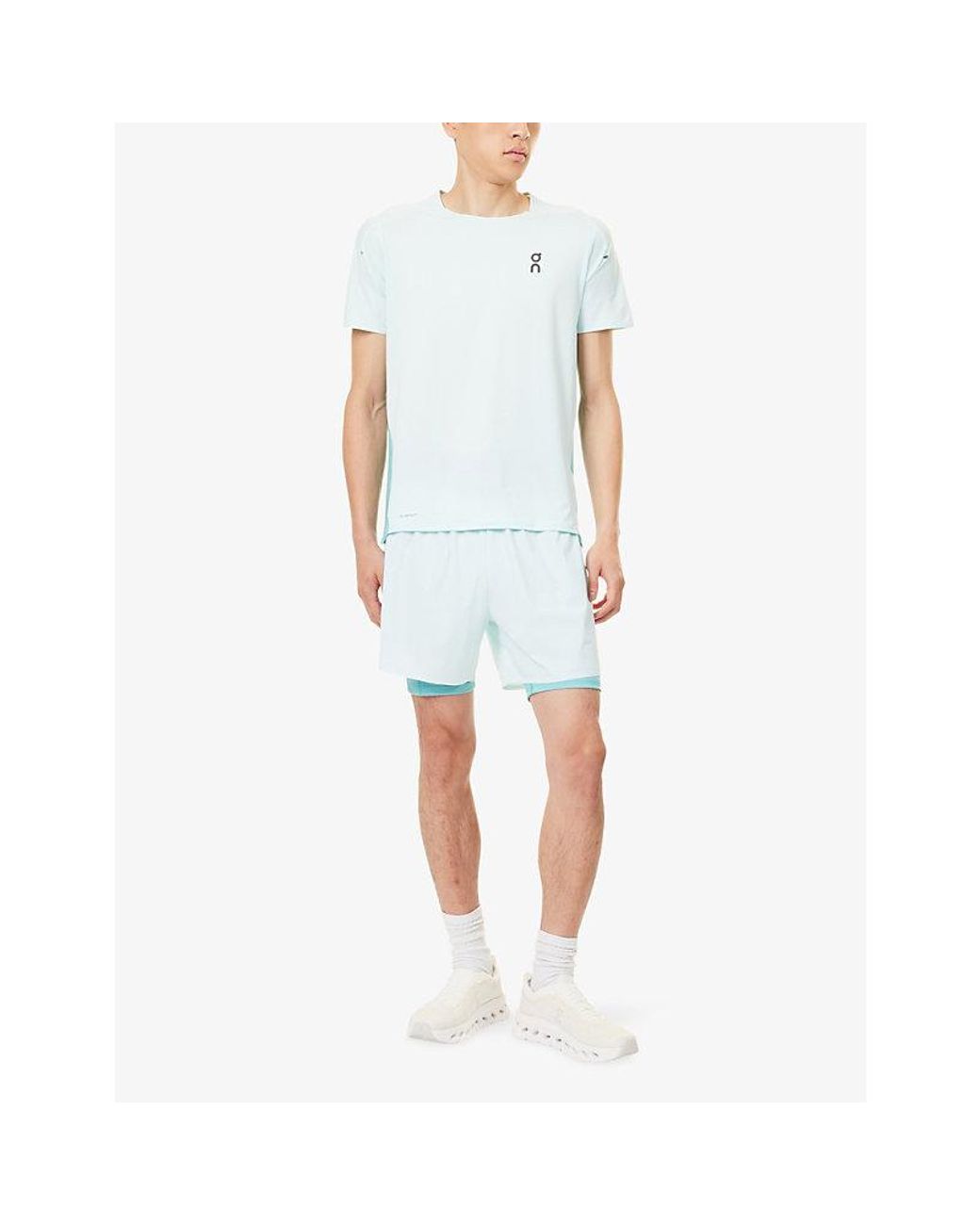 On Shoes Blue Performance Logo Stretch-Jersey T-Shirt for men