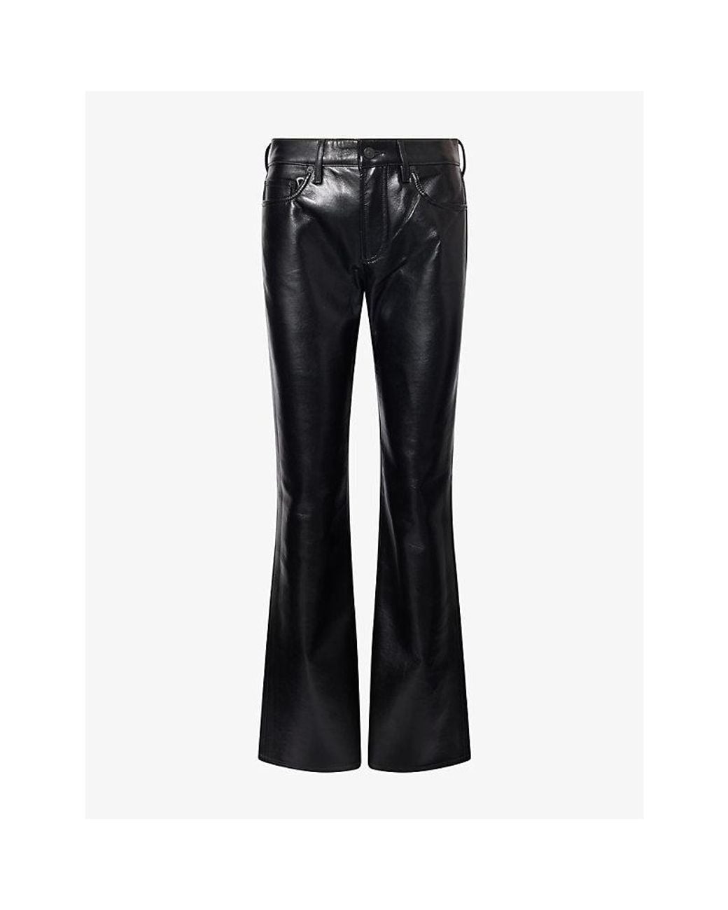Citizens of Humanity Black Genova Straight-Leg Leather-Blend Trousers