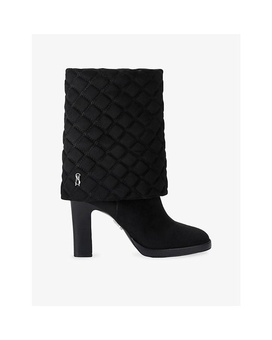 Steve Madden Black Subscribe Faux-Suede Heeled Boots