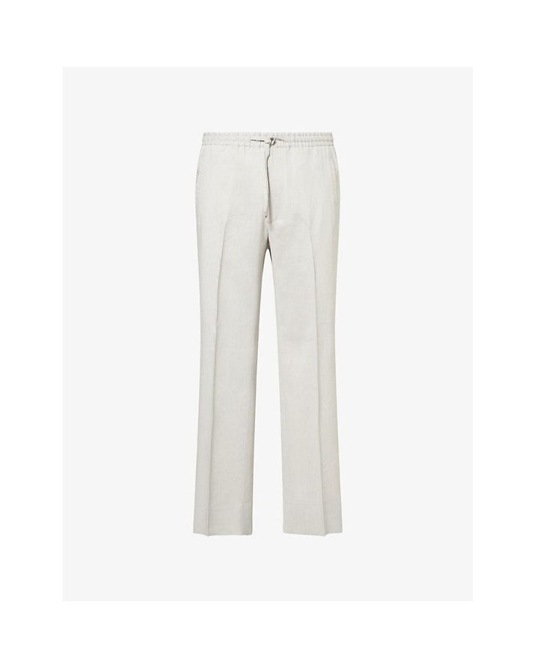 Corneliani Gray Bermuda Drawstring Linen And Wool Blend Trousers for men