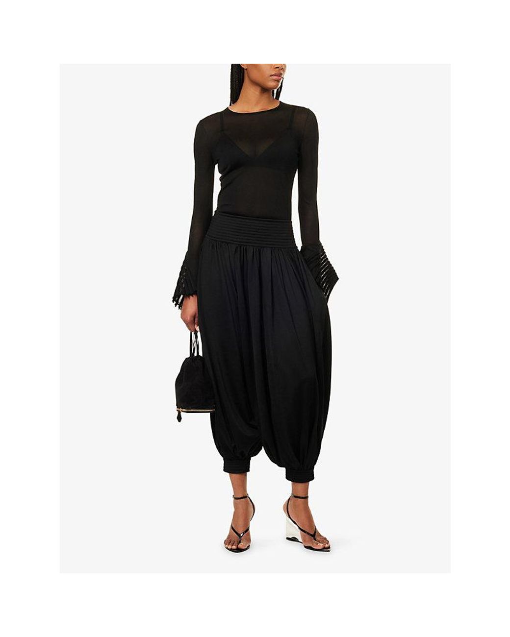 Alaïa Black Bell Sleeve Knitted Top