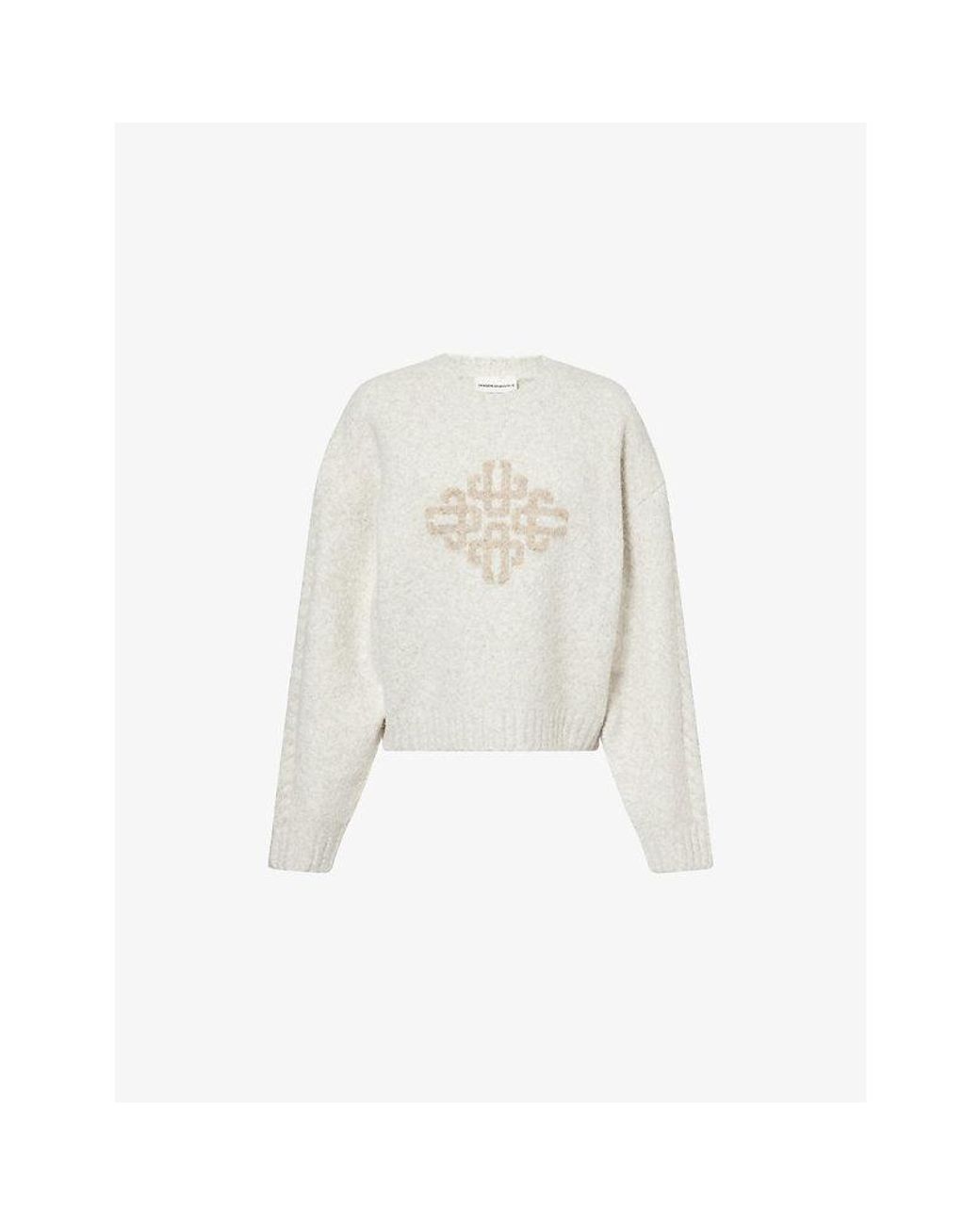 The Couture Club White Brand-Emblem Boxy-Fit Knitted Jumper
