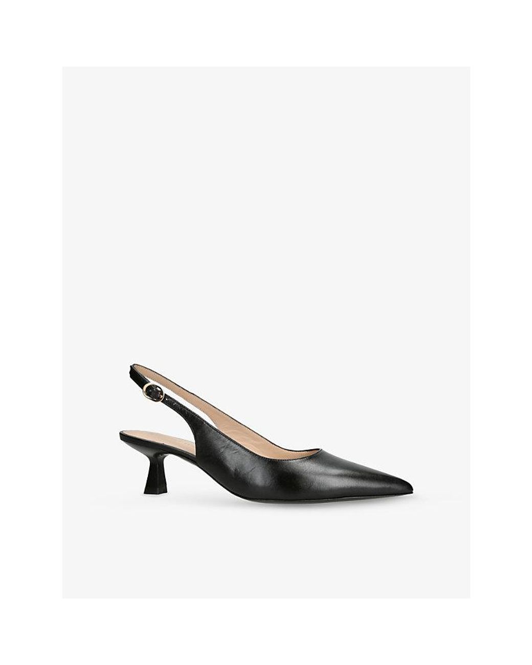 Stuart Weitzman Black Stuart Sculpt 50 Leather Slingback Courts