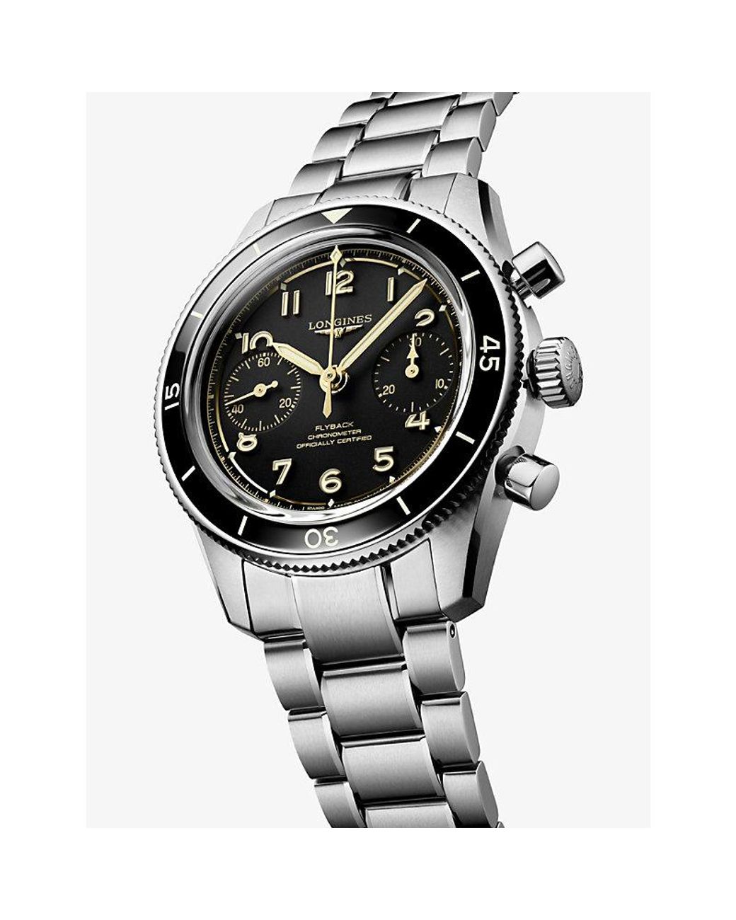 Longines Black Spirit Pilot Flyback 39.5Mm Manual Watch for men