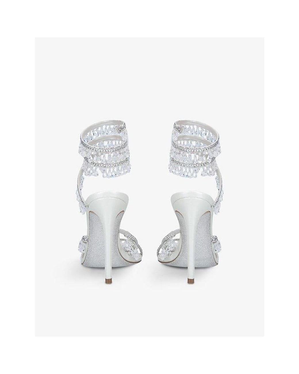 Rene Caovilla White Chandelier 105 Crystal-Embellished Heeled Leather Sandals