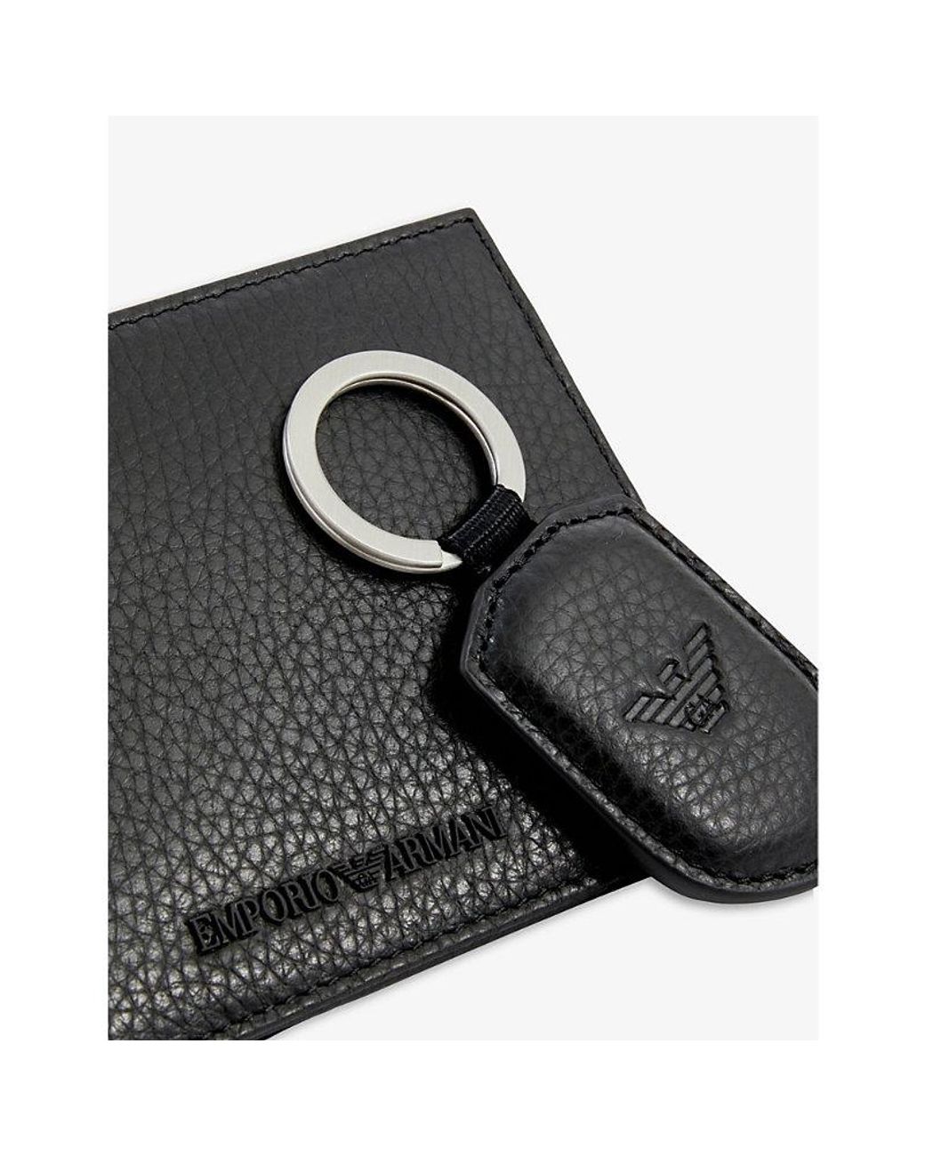 Emporio Armani Wallet And Leather Keychain Gift Set in Black for Men | Lyst