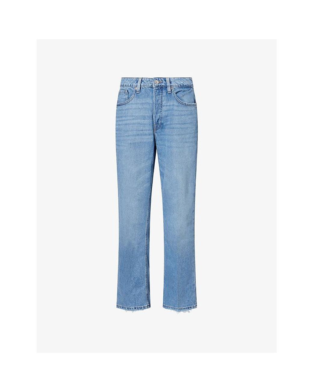 GOOD AMERICAN Blue Weightless Boyfriend Straight-Leg Denim Jeans
