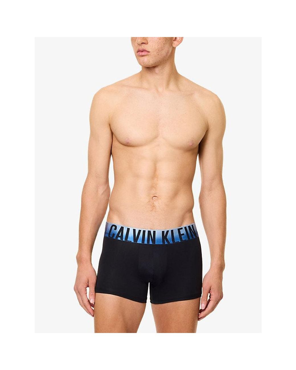 Calvin Klein Blue Intense Power Ombre Pack Of Three Microfibre Stretch Trunks for men