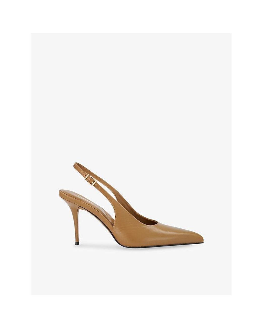 Dune White Cai Leather Heeled Slingback Courts