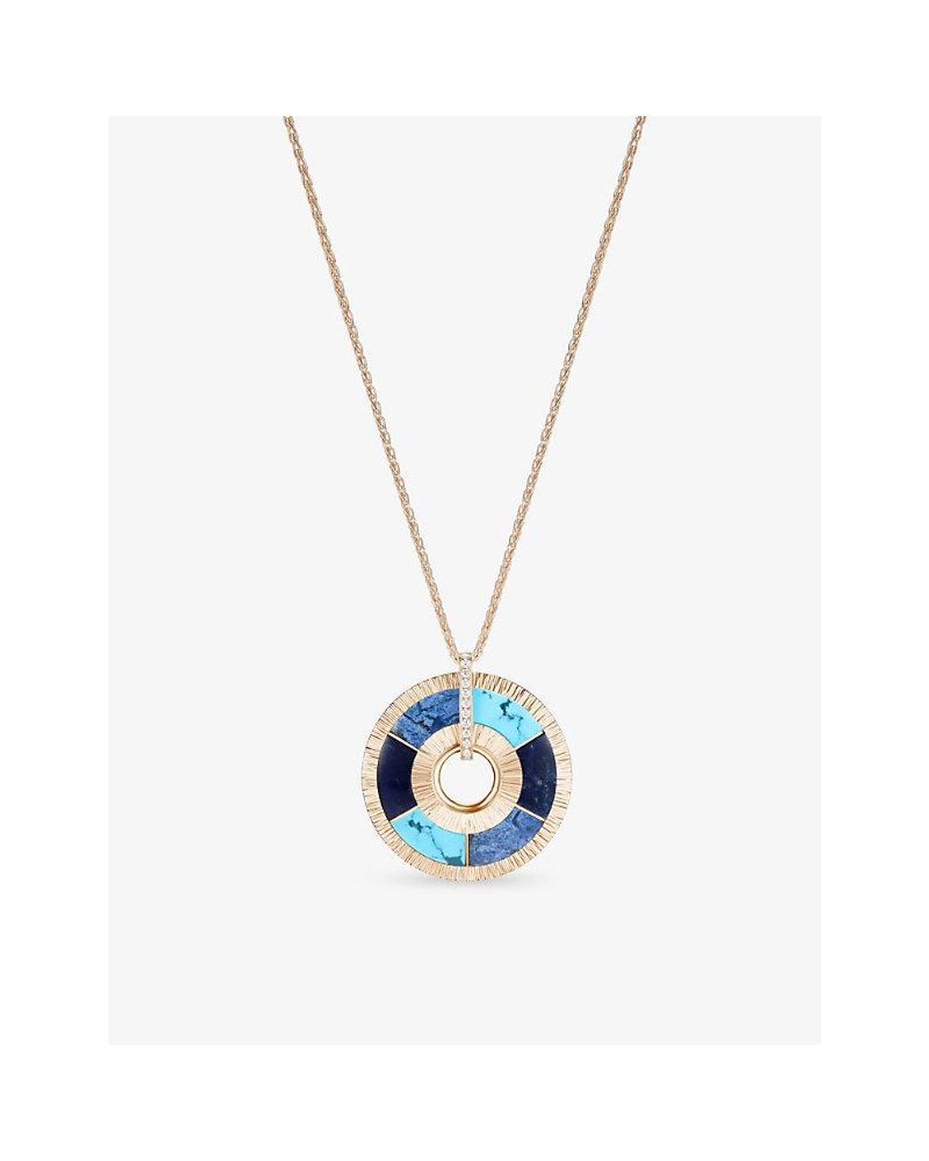 Piaget White Possession Vibrant Palace 18Ct Rose- Turquoises, Sodalites, Dumortierites And 0.16Ct Brilliant-Cut Diamond Pendant Necklace 1 Si