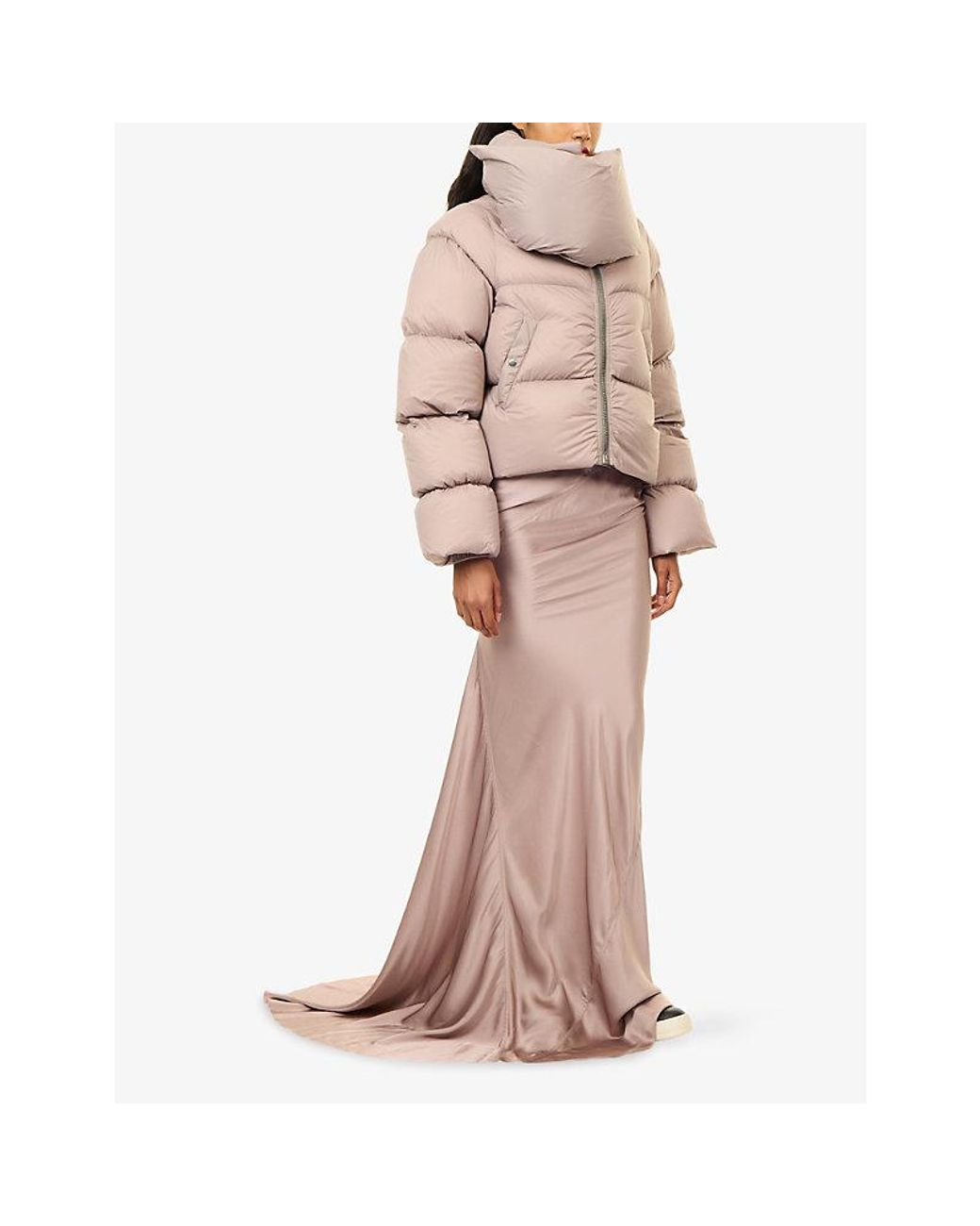 Rick Owens Pink Funnel-Neck Nylon-Down Jacket