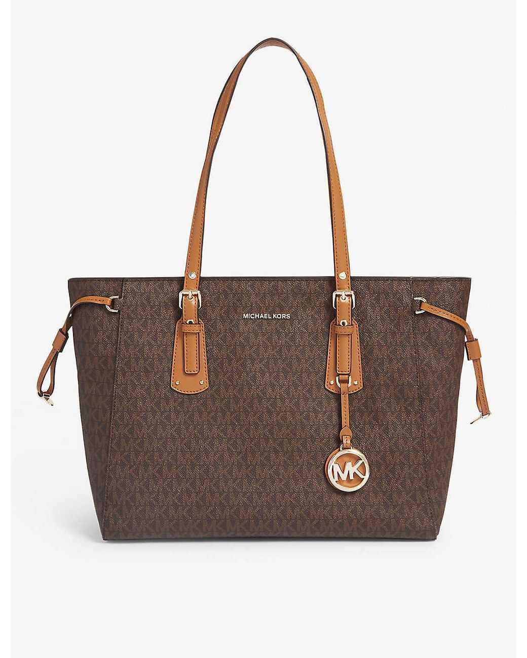 MICHAEL Michael Kors Voyager Coated Canvas Tote in Brown - Lyst